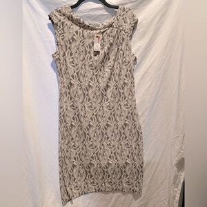 Roz & Ali Gray Sheath Midi Dress Sleeveless Bateau